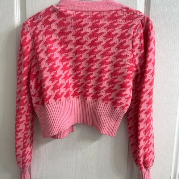 Pink Houndstooth Women's Sweater - Picture 2 of 3